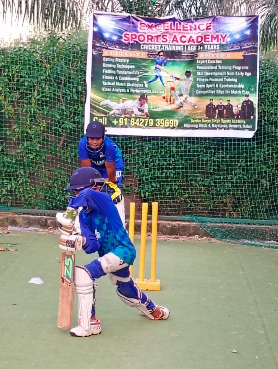 Young cricket player practicing batting fundamentals